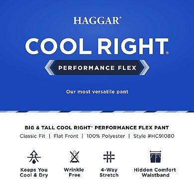 Big & Tall Haggar® Cool Right® Classic-Fit Flat-Front Performance Flex Pants