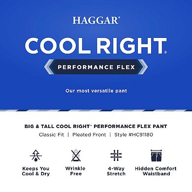 Big & Tall Haggar® Cool Right® Classic-Fit Pleated Performance Flex Pants