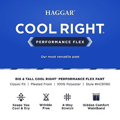 Big & Tall Haggar® Cool Right® Classic-Fit Pleated Performance Flex Pants