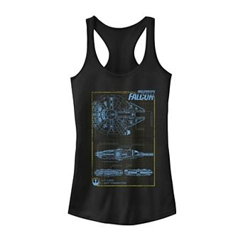 Juniors' Star Wars Millennium Falcon Schematic Tank Top