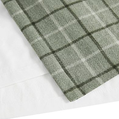 Madison Park Salford Plaid Faux Leather Tab Top Light Filtering Window Curtain