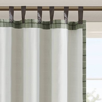 Madison Park Salford Plaid Faux Leather Tab Top Light Filtering Window Curtain