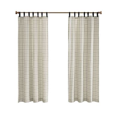 Madison Park Salford Plaid Faux Leather Tab Top Light Filtering Window Curtain