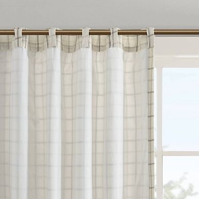 Madison Park Salford Plaid Rod Pocket and Back Tab Light Filtering Window Curtain