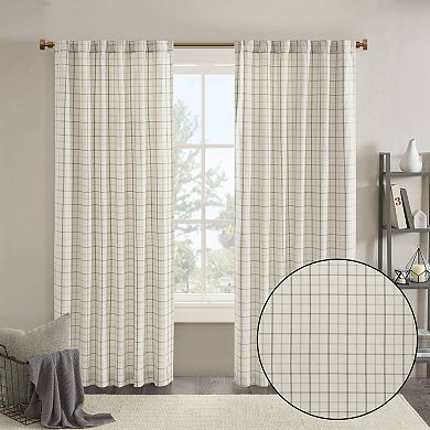 Madison Park Salford Plaid Rod Pocket and Back Tab Light Filtering Window Curtain