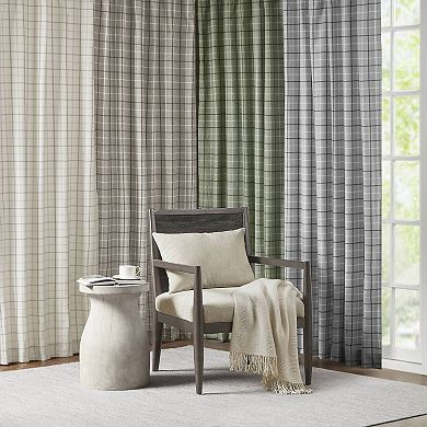 Madison Park Salford Plaid Rod Pocket and Back Tab Light Filtering Window Curtain