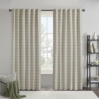 Madison Park Salford Plaid Rod Pocket and Back Tab Light Filtering 1 Window Curtain Panel