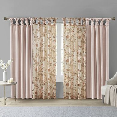 Madison Park Abelia Printed Floral Twist Tab Top Voile Sheer Window Curtain