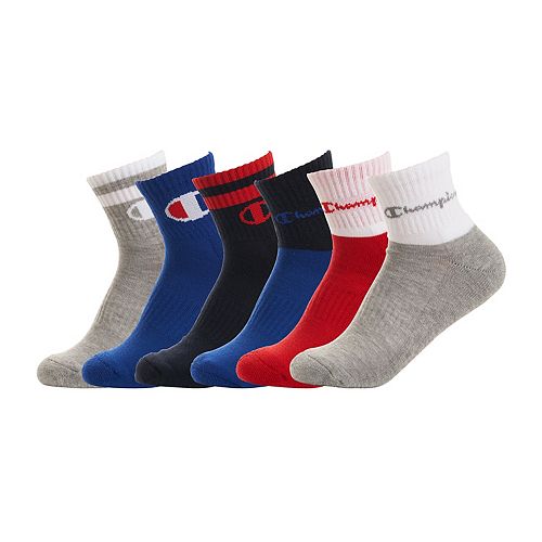 Boys 8-20 Champion® 6-Pack Stripe Quarter Socks