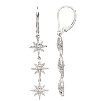 Simply Vera Vera Wang Sterling Silver 1/4 Carat T.W. Diamond 3-Star Leverback Earrings