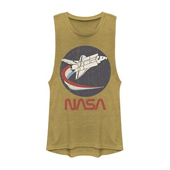 Juniors' NASA Rocket Red White & Blue Swoosh Logo Muscle Tank Top