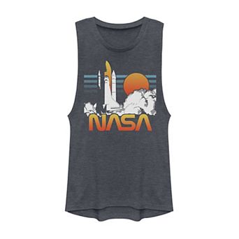 Juniors' NASA Abstract Sunset Shuttle Muscle Tank Top