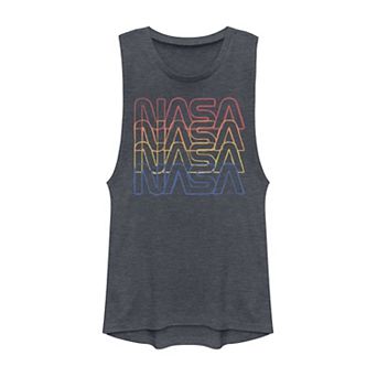 Juniors' NASA Repeating Rainbow Logo Muscle Tank Top