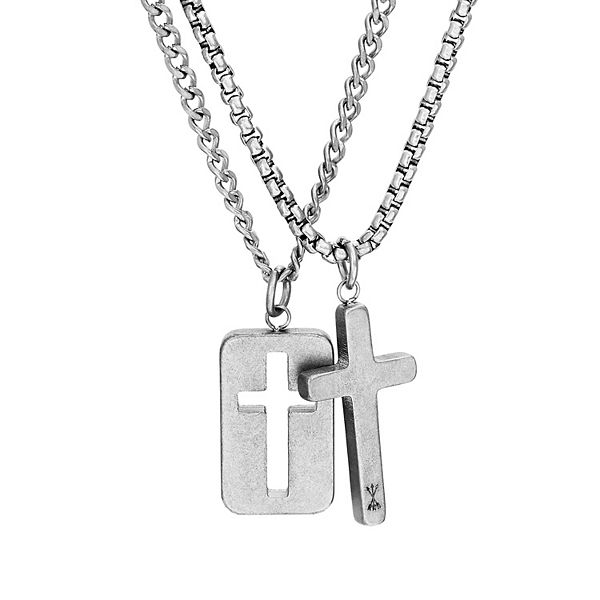 Kohls mens store silver cross necklace