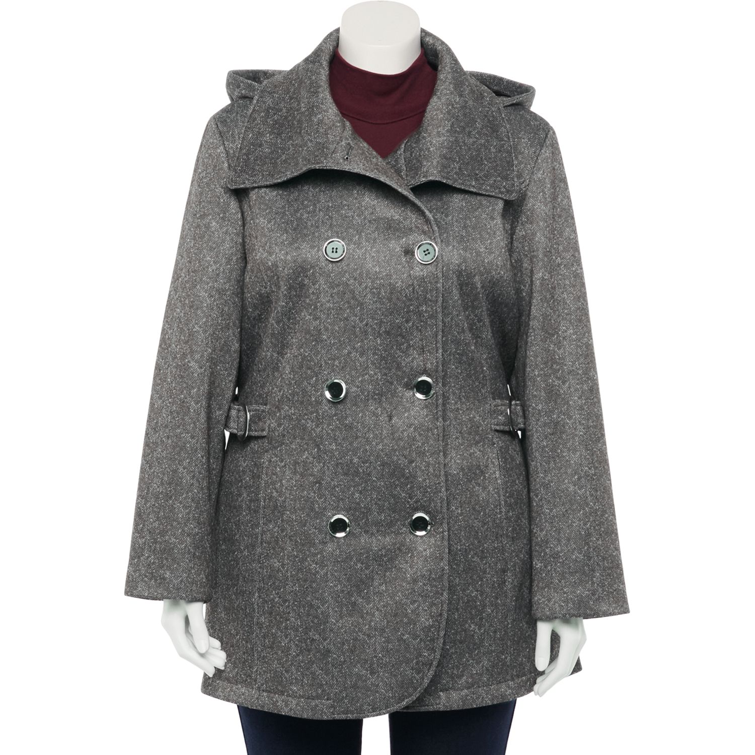 plus size pea coats with hoods