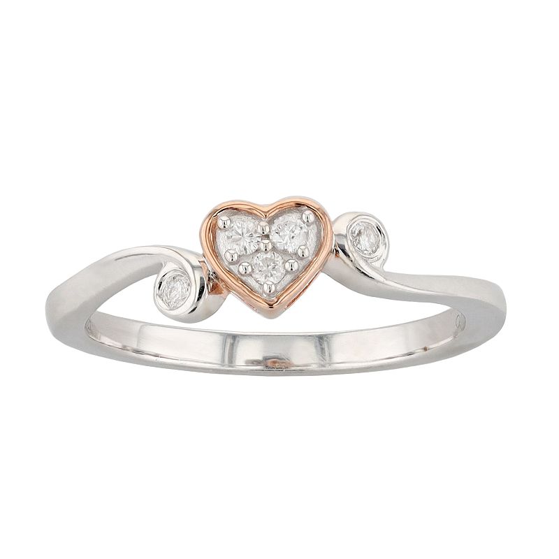 I Promise You Two Tone Sterling Silver 1/10 Carat T.W. Diamond Heart Ring, 