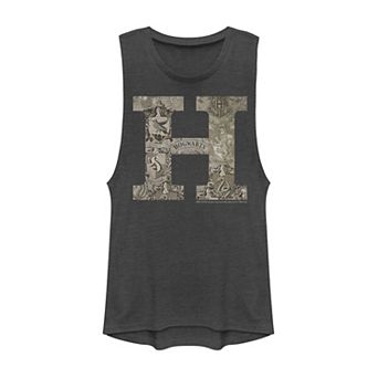 Juniors' Harry Potter H Hogwarts Crest Fill Muscle Tank Top
