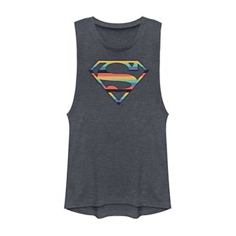 Juniors' DC Comics Superman Retro Logo Muscle Graphic Tank Top