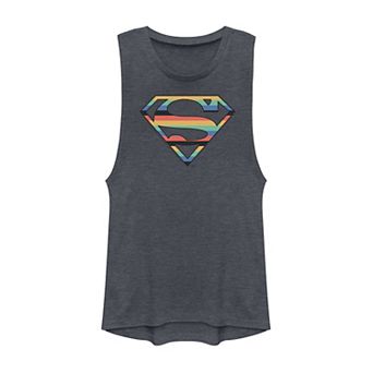 Juniors' DC Comics Superman Retro Logo Muscle Graphic Tank Top