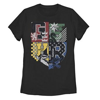 Juniors' Harry Potter Colorful School Crest Graphic Tee