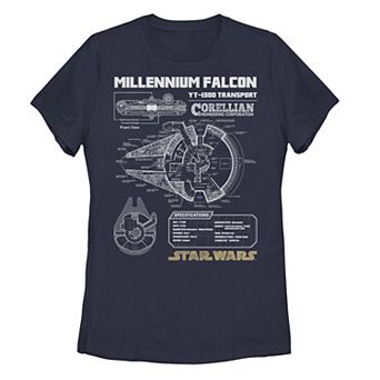 Juniors' Star Wars Millennium Falcon Schematics Tee