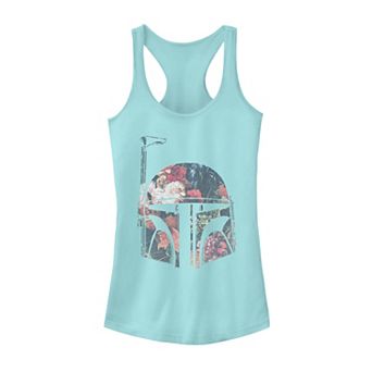 Juniors' Star Wars Boba Fett Floral Print Helmet Tank Top