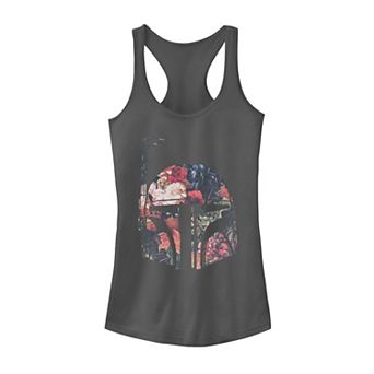 Juniors' Star Wars Boba Fett Floral Print Helmet Tank Top