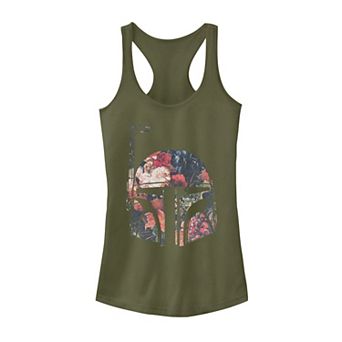 Juniors' Star Wars Boba Fett Floral Print Helmet Tank Top