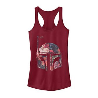 Juniors' Star Wars Boba Fett Floral Print Helmet Tank Top