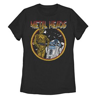 Juniors' Star Wars Metal Head Droids Tee