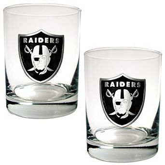 Oakland Raiders 2 pc Rocks Glass Set