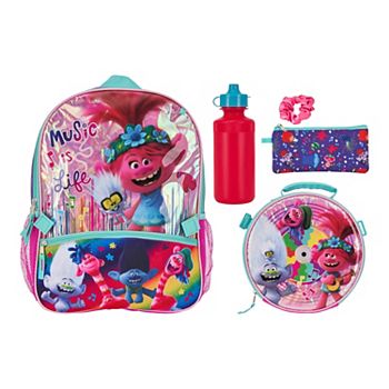 Fast Forward trolls lunch box and water bottle set for girls - trolls  school supplies bundle with insulated lunch bag and pink water bottl