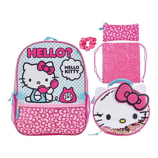 Hello Kitty Backpack and Lunch Bag Set - Black/Pink