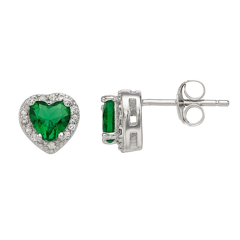 RADIANT GEM Sterling Silver Simulated Emerald, White Sapphire & Diamond Acc
