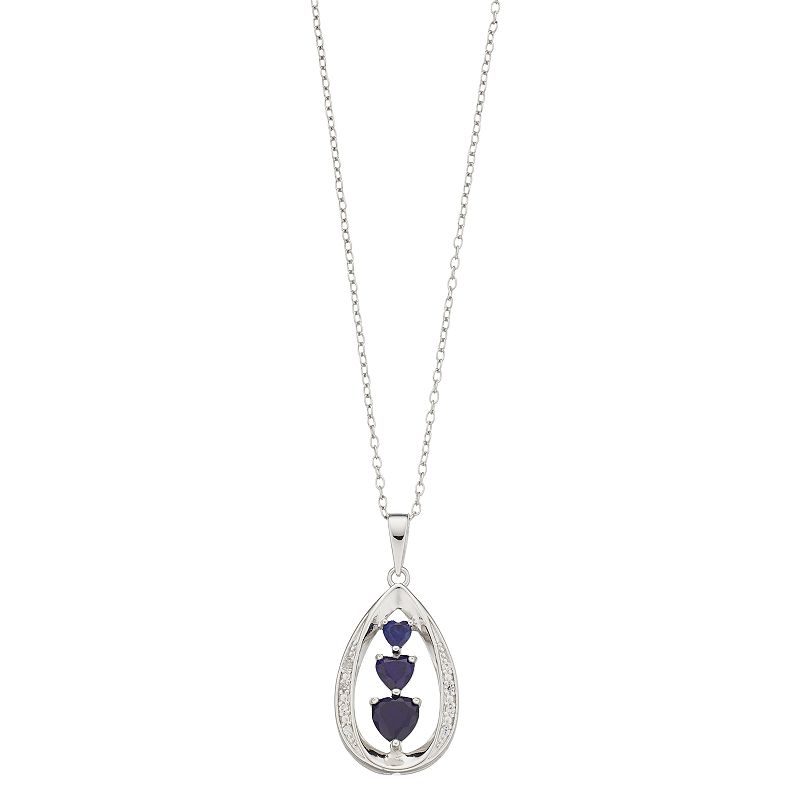 RADIANT GEM Sterling Silver Lab-Created Sapphire & Diamond Accent Triple H