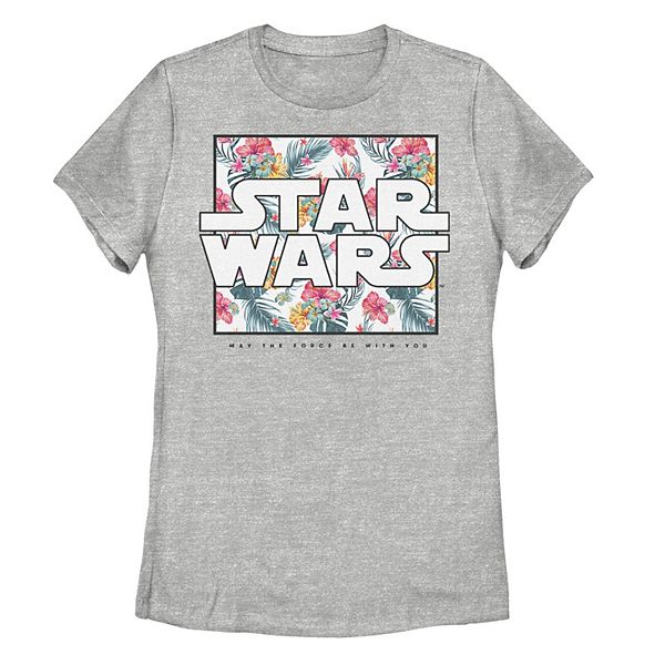 Juniors Star Wars May The Force Be With You Floral Box Logo Tee