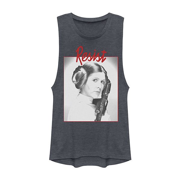 Juniors' Star Wars Princess Leia Resist Profile Poster Muscle Tank Top