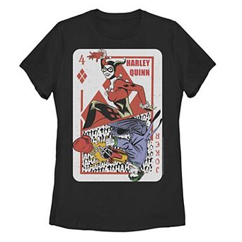 Juniors' DC Comics Batman The Joker & Harley Quinn Playing Card Tee