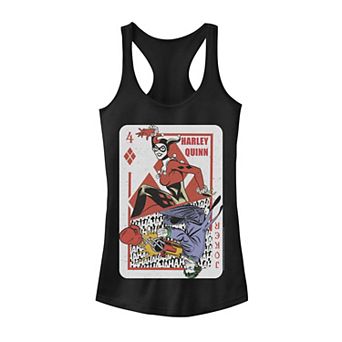 Juniors' DC Comics Batman The Joker & Harley Quinn Playing Card Tank Top