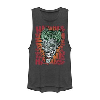 Juniors' DC Comics Batman The Joker Laughing Muscle Tank Top