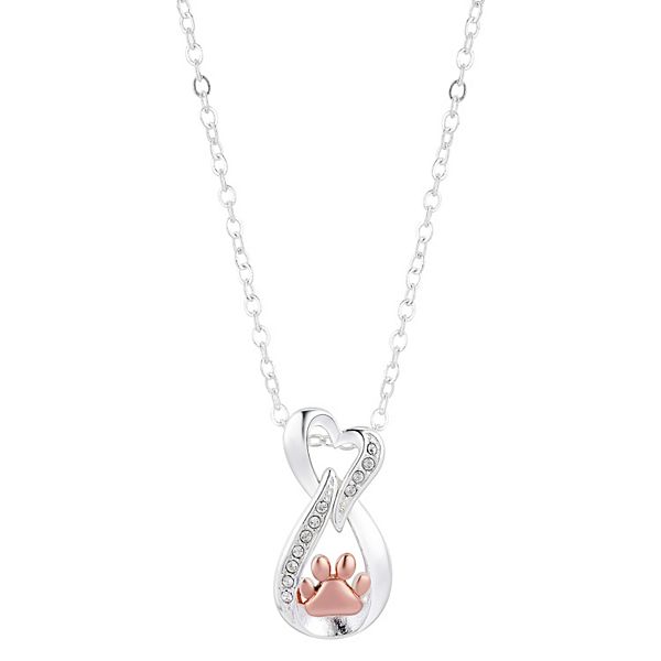 Brilliance Two-Tone Crystal Infinity Heart & Paw Print Necklace