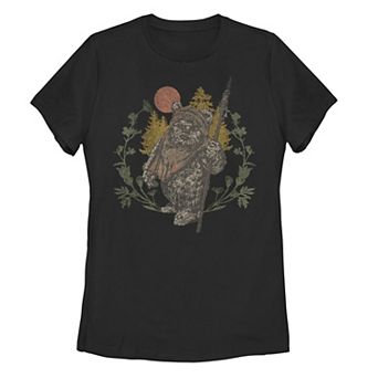Juniors' Star Wars Ewok Floral Sunset Tee