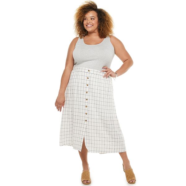Plus Size Now + Gen by Sonoma Goods For Print Midi Skirt