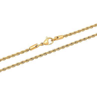 Men's Stainless Steel Rope Link Chain Necklace - 24 in.