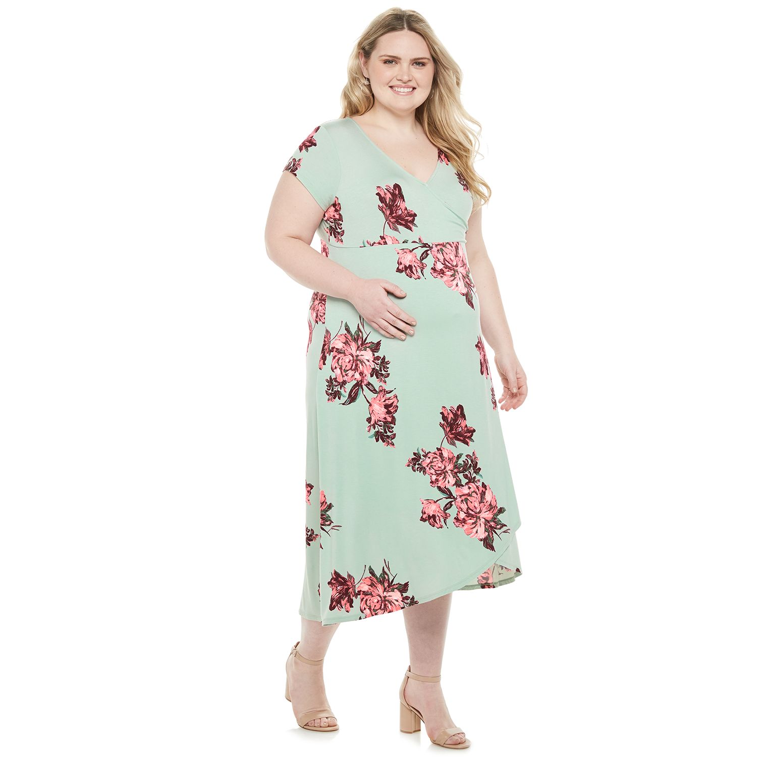 plus size maternity wrap dress