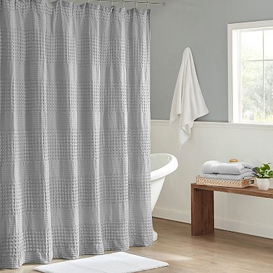 Madison Park Eider Super Waffle Textured Solid Shower Curtain