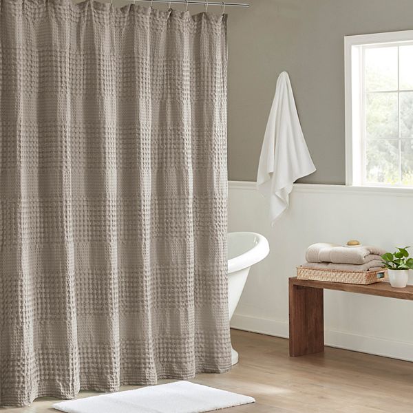 Madison Park Eider Super Waffle Textured Solid Shower Curtain