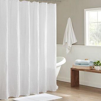 Madison Park Eider Super Waffle Textured Solid Shower Curtain