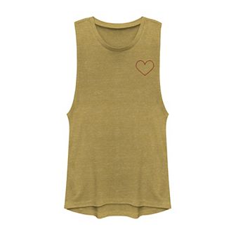 Juniors' Outlined Heart Pocket Muscle Tank Top