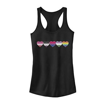 Juniors' Multi-Colored Striped Hearts Tank Top